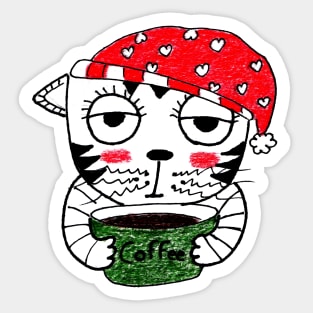 Yuna Cat | Cozy Christmas Coffee Embrace Sticker